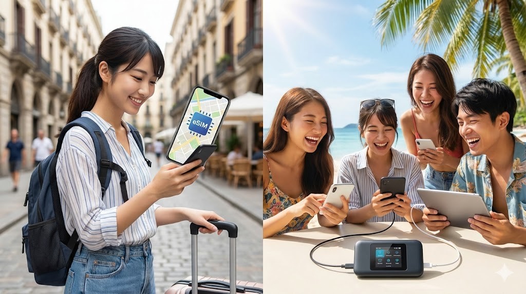 1人旅ならeSIMでグループならレンタルWi-Fi