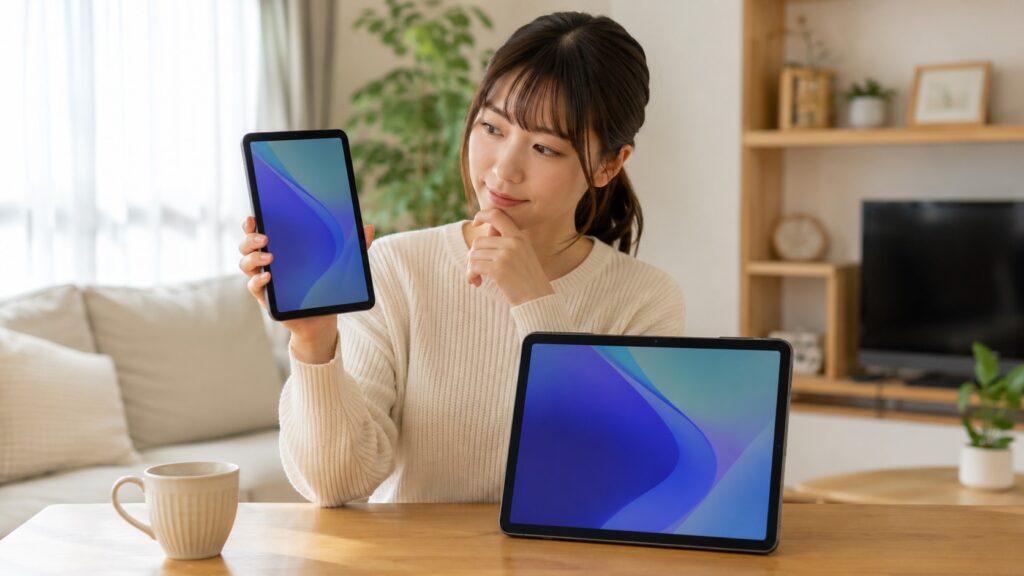 中古iPad miniと大画面iPadを比較して用途に合うサイズを選ぶ日本人女性
